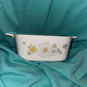 Vintage Corningware “Floral Bouquet” White, yellow and blue Baking Dish